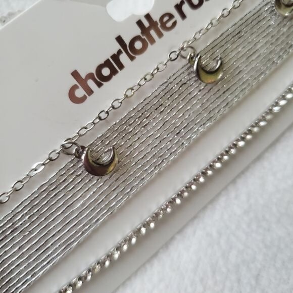 Charlotte Russe necklace silver color metal and fabric materials - Picture 6 of 7